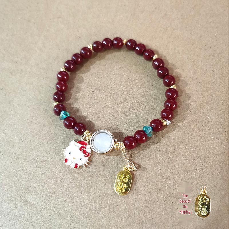 New Women's Mori Style Butterfly Glass Bracelet with Colorful Crackle Beads