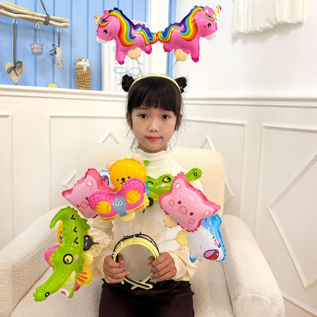 Spring Cartoon Headband Balloons for Children's Birthday Party Decoration and Gifts
