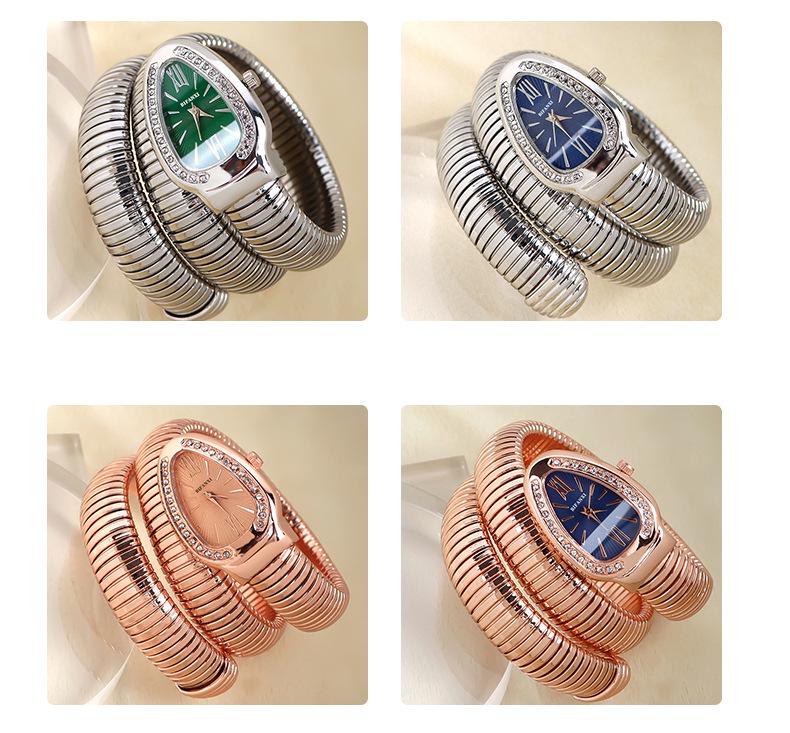 Schlangenförmiges Damen-Modearmband mit Quarzuhr - Kreativer Hip-Hop-Stil