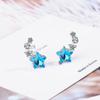 925 Sterling Silver Luxuy Star Zircon Earrings Blue Crystal Wedding Party Ear Stud  Jewelry Drop Shipping S-E767