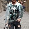 Men's Skull Graphic T-Shirts long Sleeve Skeleton 3D Print Street man t shirt autumn O-Neck Casual Y2k Top oversize Men clothing