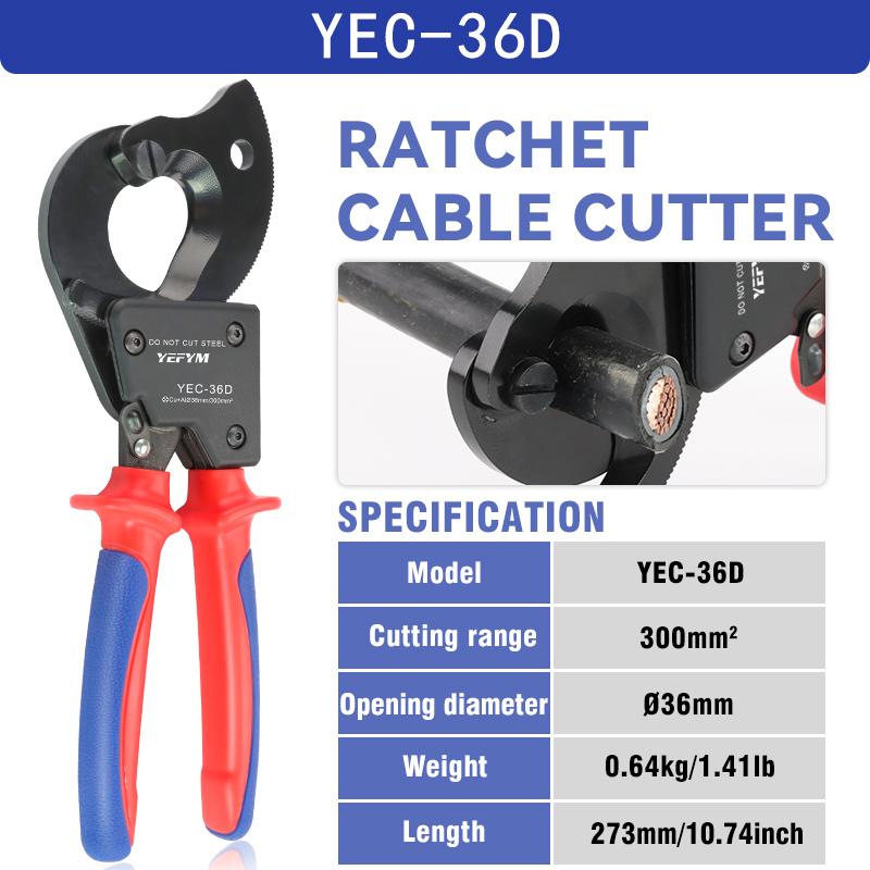 Insulated Ratcheting Cable Cutters Wire Pliers Heavy Duty Wire Cutters for Multi-Strand Aluminum & Copper Cables Up To 240mm²