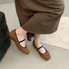 Fashion SUOJIALUN 2025 Autumn New Brand Women Flat Shoes Fashion Square Toe Shallow Slip On Mary Jane Shoes Soft Flat Heel Boat Shoes