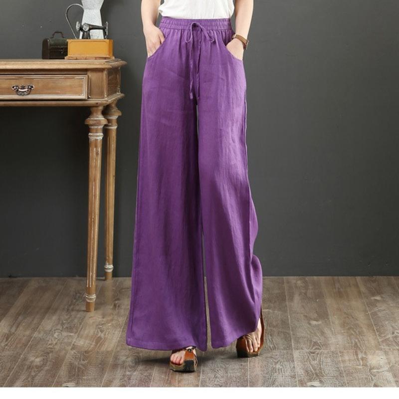Sixteen-color Spring and Summer Cotton and Linen Women's Loose Large Size Wide-leg Pants, High-waist Mopping Pants, Straight-leg Pants