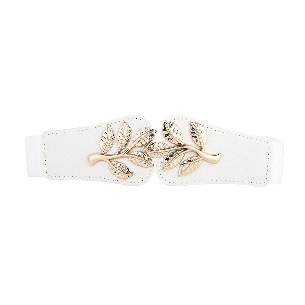 Leaf Waist Cinching Elastic Wide Waistband Decorative Dress Sweet Buckle Thin Belt