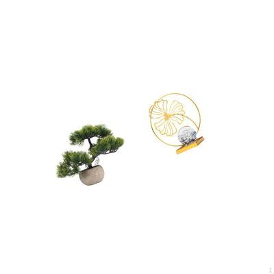 Greenery Bonsai Collection Faux Plant Statue Iron Figurine Decorative Collectible Ornament Sculpture