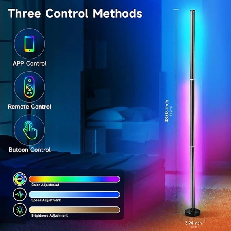 122cm Intelligente Eck-Stehlampe Dimmbar APP-Steuerung RGB LED Modernes Stimmungslicht Stehleuchten für Schlafzimmer Gaming Wohnzimmer