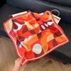 Simulated silk women's small square scarf, Korean cashew nut leopard print small silk scarf, headscarf, four-season scarf, professional scarf.