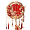 Champagne Wedding Xiuhe Fan - Handmade Double Circle Bridal Fan