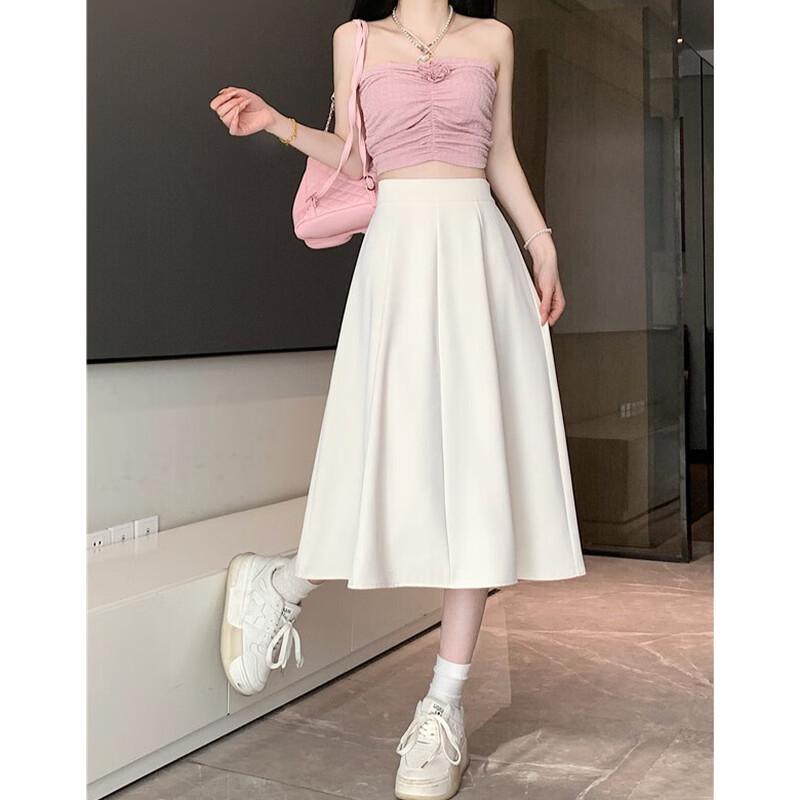 Women's Casual High-Waist A-Line Midi Skirt