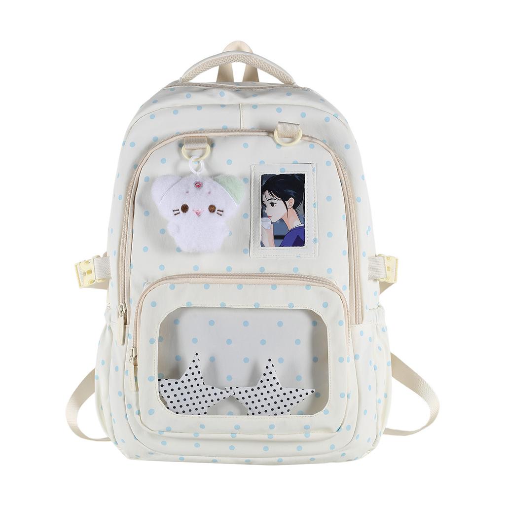 Schoolbag Cute Polka Dot Backpack Female Middle School Student Schoolbag Junior High School Student Large Capacity Japanese Sweet Girl Pain Bag