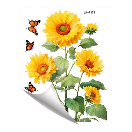 Vibrant Sunflower Butterfly Self-Adhesive Wall PVC Stickers Wall Decals Removable Art Waterproof