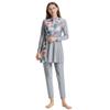 Women Printing Swimwear Muslim Bathing Suit with Cap Long Sleeve Swimsuit Full Coverage Swimming Suit 3 Pieces Sun Protection