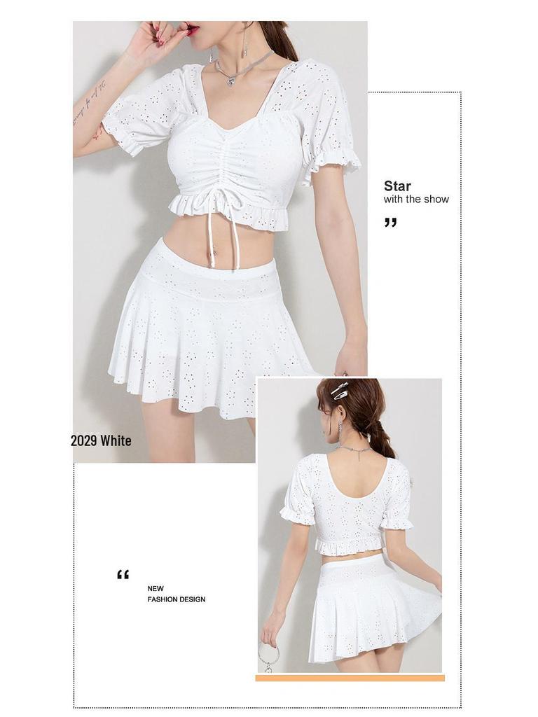 Women’s Sexy Slim Gathered Swimsuit with Split Skirt - 2025 Hot Spring Fashion