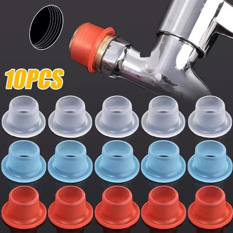 10 Pcs Universal Faucet Leak-Proof Sealing Gasket Silicone Pipe Faucet Plug Threaded Pipe Prevent Dripping Leakage Plug
