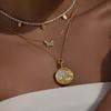 Simple Butterfly Bird Open And Close Round Album Pendant Gold Titanium Steel Necklace Electroplated Copper 18K Real Gold