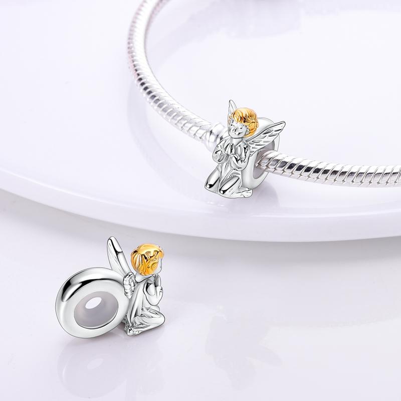 FJ Collana Angelo Custode Con Infinito In Argento 925 - Ciondolo Con Zirconia Cubica - Gioiello Portafortuna Ipoallergenico - Regalo Per Donna, Mamma, Fidanzata