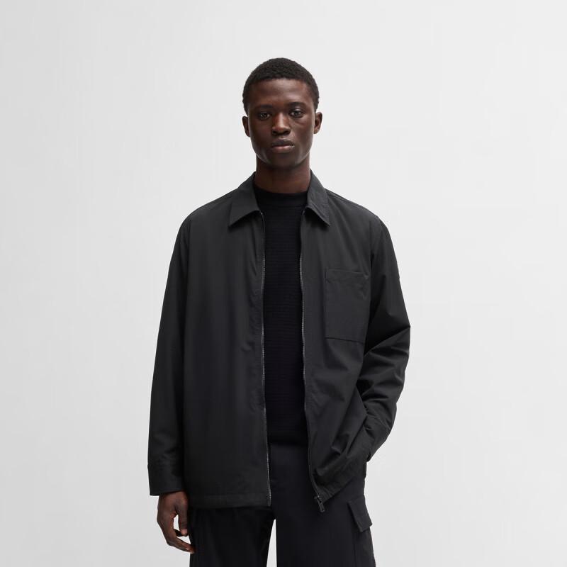 BOSS Men's Loose Fit Logo Patch Shirt Jacket