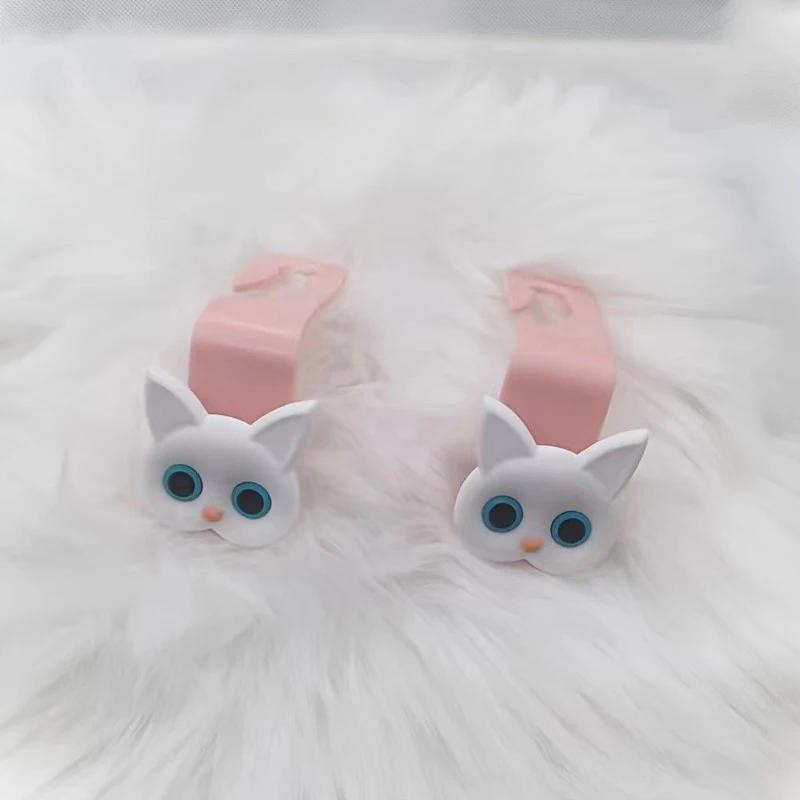 

2pcs Cartoon Cute Cat Car Clips Front Seat Headrest Organizer Holder Auto Fastener Hooks Interior Storage Accessories розовый
