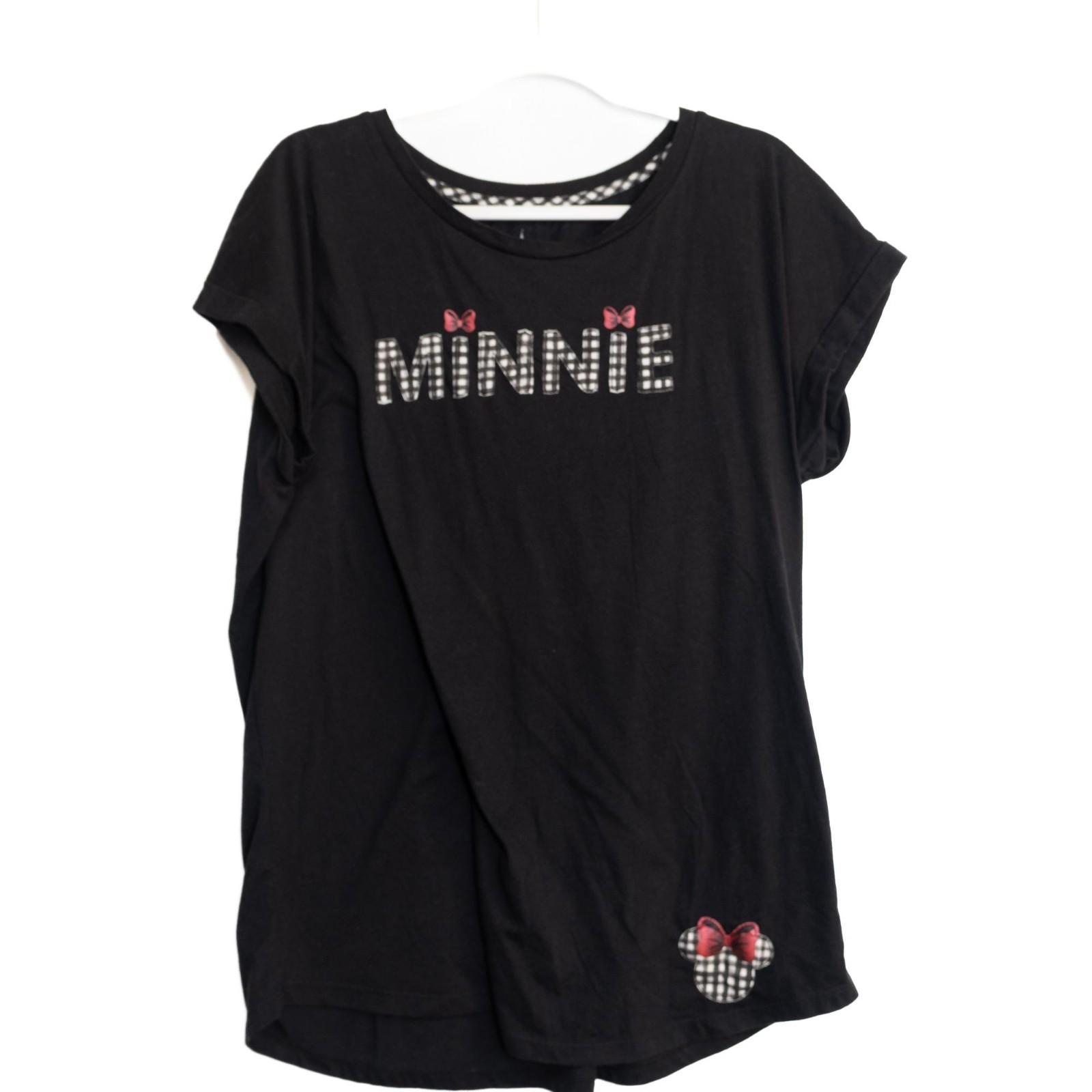 Disney Minnie Size 2XL Womens Black T-Shirt With Checkered Bow Accents L