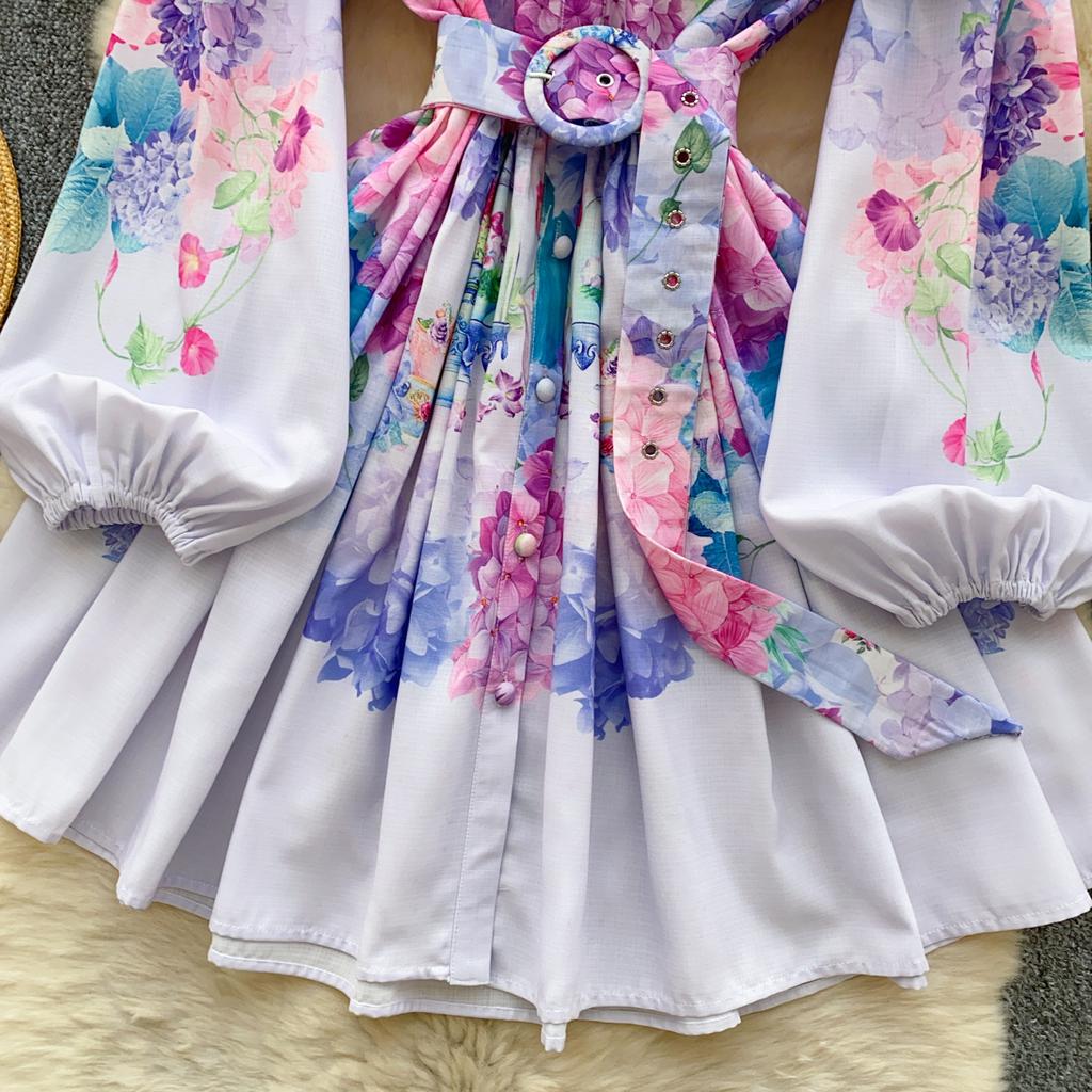 Spring Summer Women Elegant Lantern Sleeve Ruffles Mini Short Princess Party Dresses