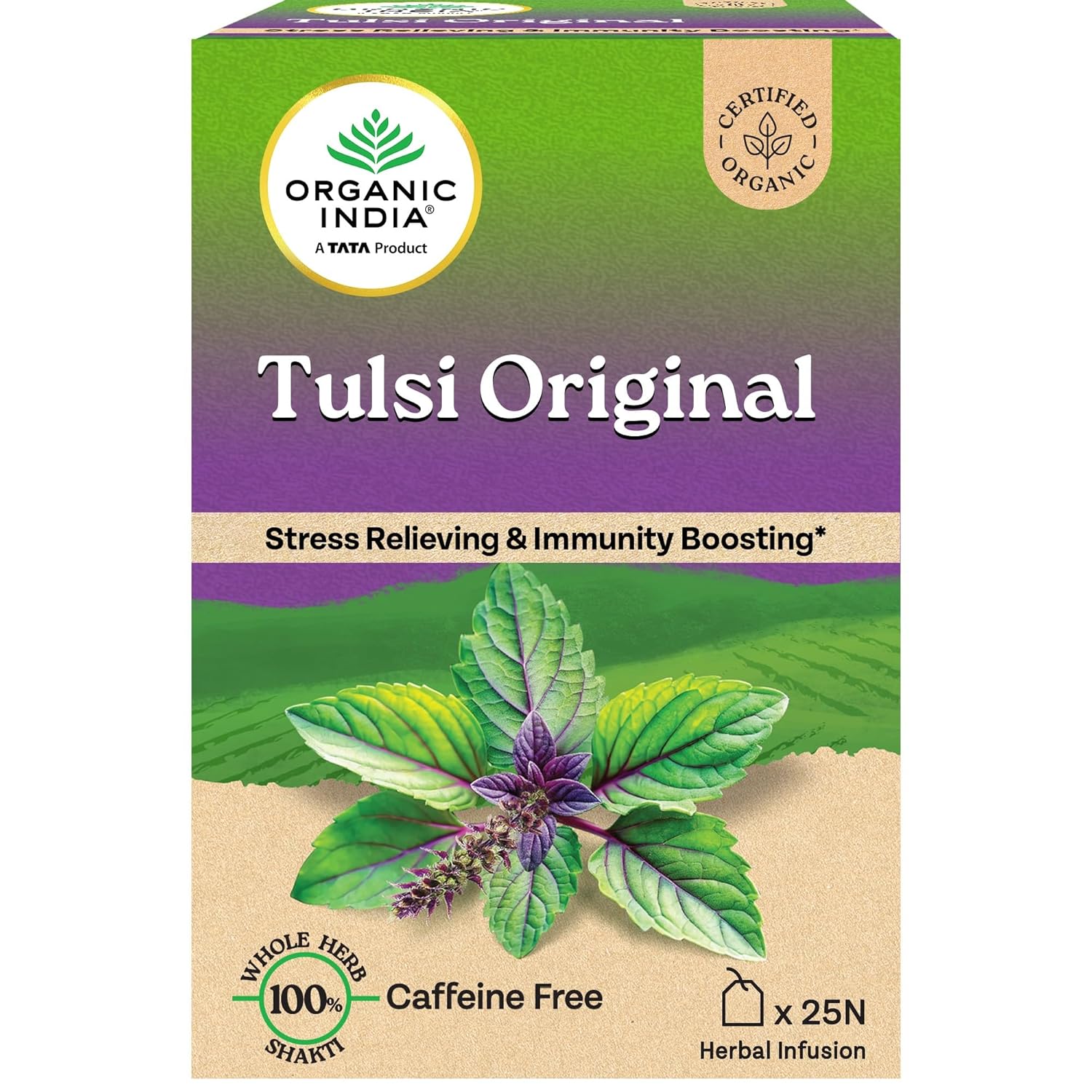 

Organic India Tulsi Original Herbal Tea 25 Tea Bags Caffeine-Free Natural Antioxidant Detox Beverage