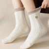 Lace Embroidered Heart-shaped Cherry Mid-calf Socks for Warm Autumn and Winter, Thickened Postpartum Socks, Dui Dui Socks