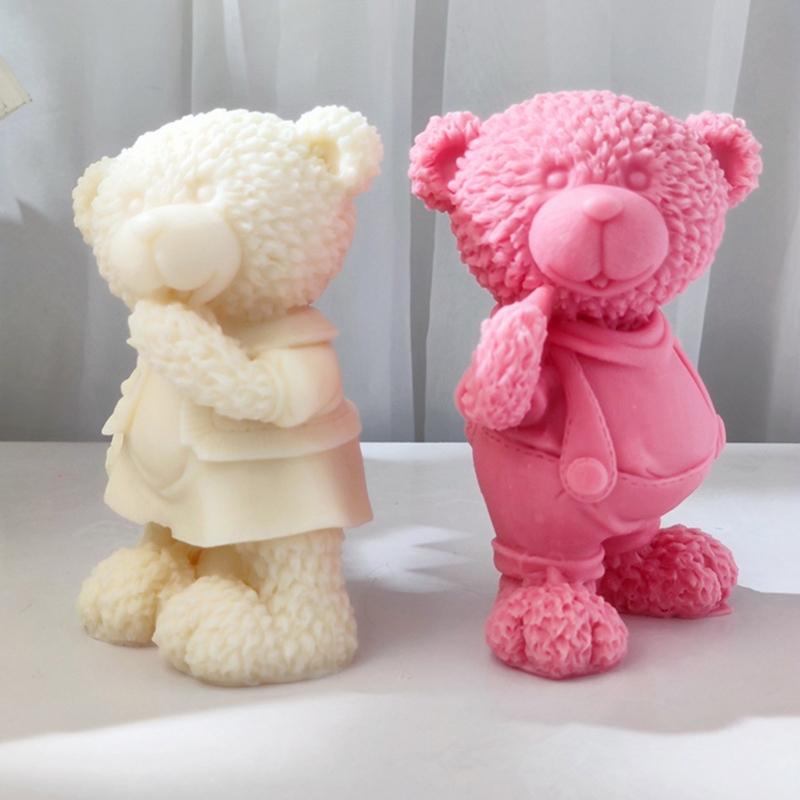 3D Standing Bear Shape Candle Silicone Mold for DIY Hand-made Candle Ornaments Mould Handicrafts Making Tool Baking Mold