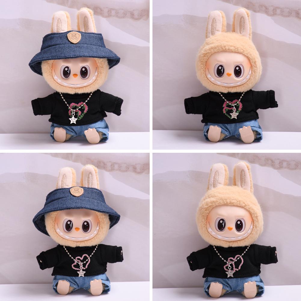 For 17cm Labubu Doll Clothes Fashion Clothes Hoodies Doll Clothes Color Match Hoodies Dolls Accessories Cute Decoration Little Cloths