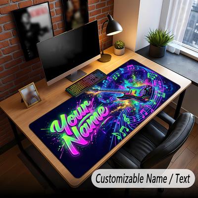 Music Guitar Theme Custom Mouse Pad Personalized With Name Text Customized Desk Mat For Office Home Decor