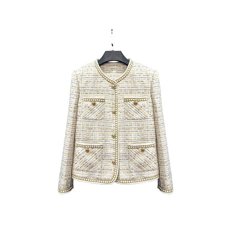Women's Gold-Edged Spring/Autumn Jacket - Han Style with Niche Design, Small Fragrance, High-End Feel, A70792