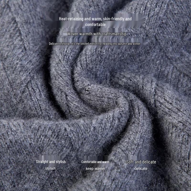 ROMON Men's Premium Wool Crew Neck Thermal Knit Sweater