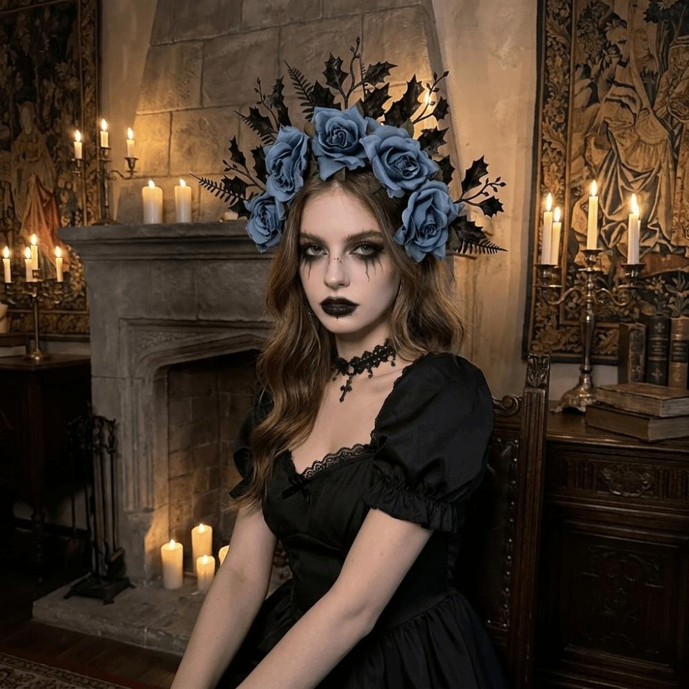 Vintage Artificial Flower Headband Simulated Crown Hair Hoop for Gift Hair Accessories