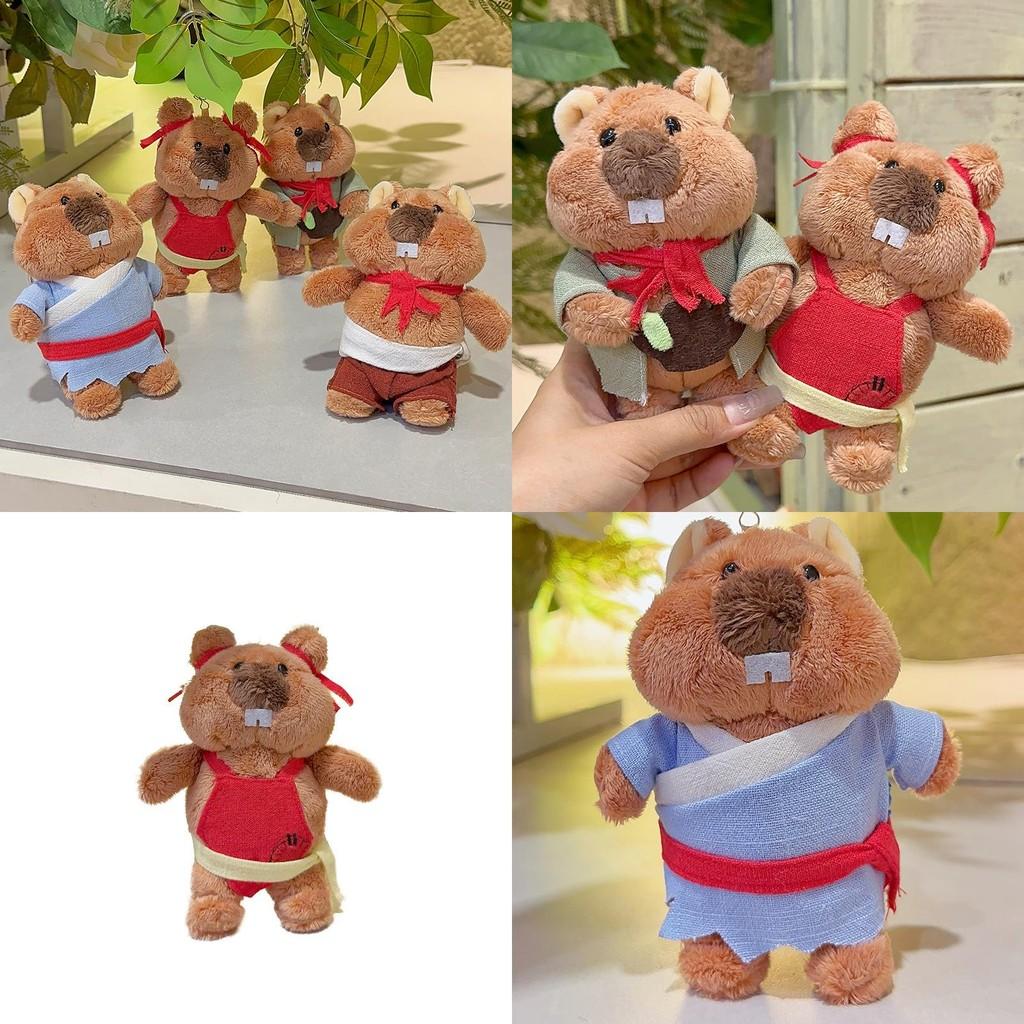 Ural Groundhog Plush Keychain With Clothing And Scarf Design For Backpack And Bag Decor