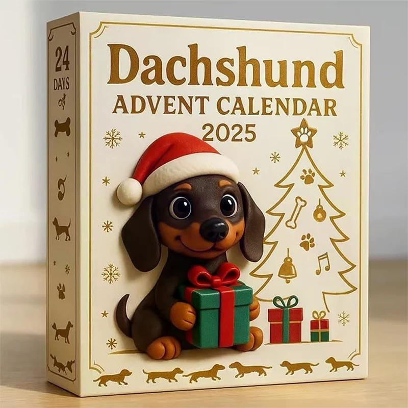 2025 Dachshund Advent Calendar,24 Days Christmas Countdown Calendar Acrylic Cute Dachshund Holiday Tree Décor For Dog Lovers