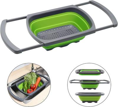 Over The Sink Colander Collapsible Chopping Board Storage Bucket Kitchen Washing Basket Vegetable Fruit Colanders Strainers New Kitchen Essentials