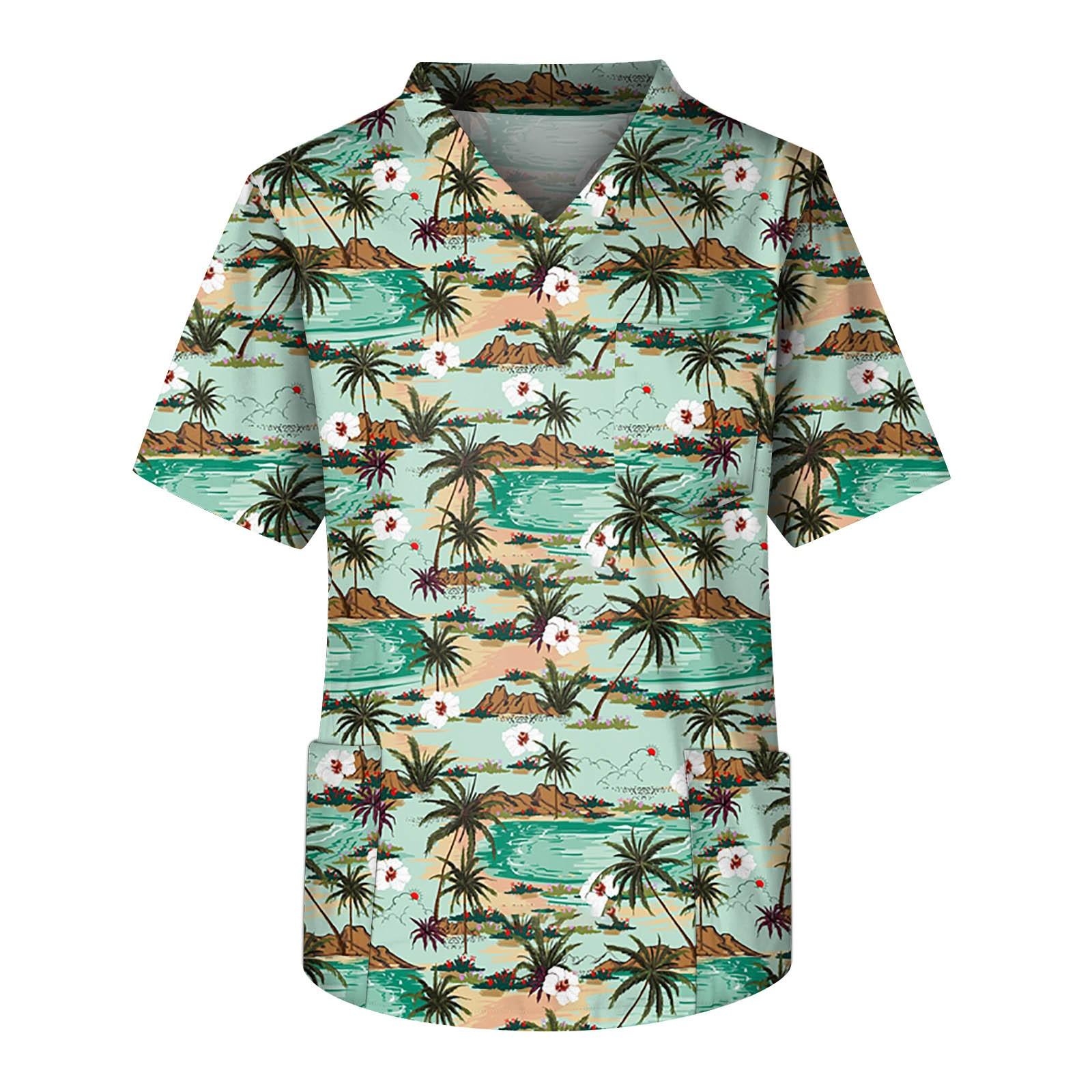 

Мужской топ с короткими рукавами и v-образным вырезом, летний принт, нагрудный карман, топ для ухода за работниками XXL зелёный