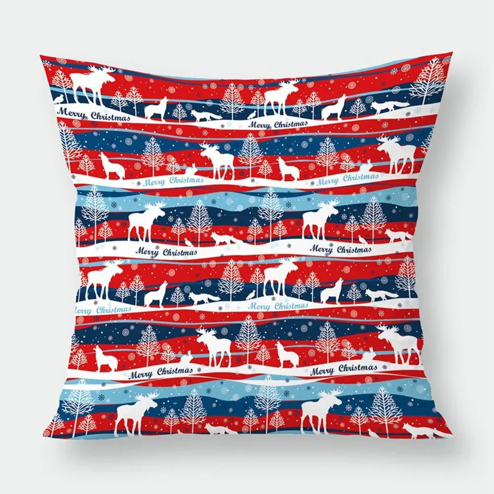 Christmas Printed Sofa Bedroom Living Room Pillow Seats Decorate Christmas Printed Printed Cushion Cover Decoración Navideña