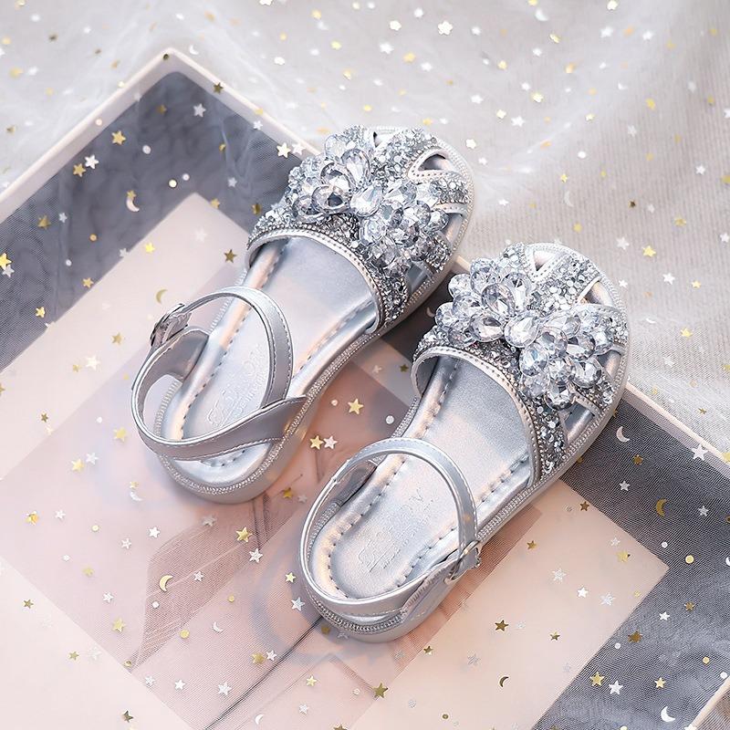 Kids Little Girls Princess Closed Toe Soft Sole Rhinestone Summer Sandals