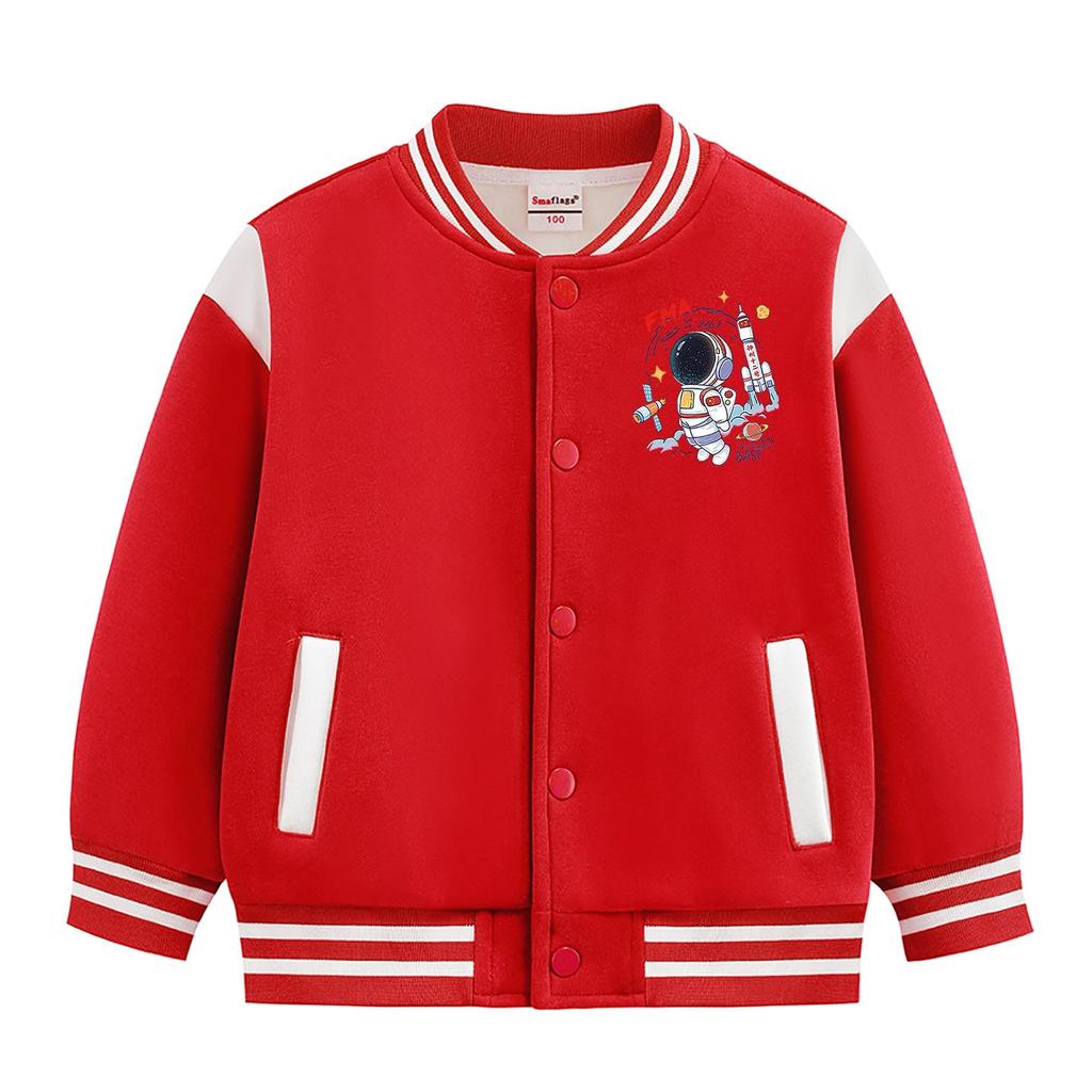 Boys' Seasonal Baseball Jacket 2026: Velvet Lined, Thick, Casual Top for Kids