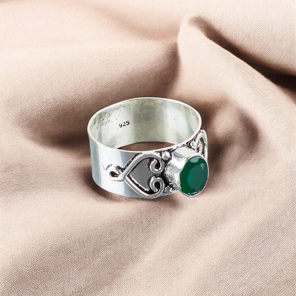 Green Onyx Gemstone 925 Sterling Silver Jewelry Handmade Women's Ring For Gift RR-16-8