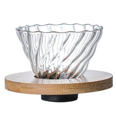 Desirable Heat-Resistant Glass Coffee Dripper, Cone Shape, Bamboo Holder, Dishwasher Safe (Small Coffee Dripper)