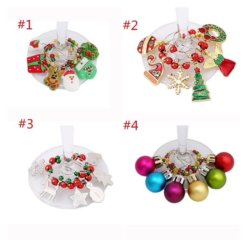 Weihnachten Weinglas Ring Tasse Ornament Dekorationen Anhänger Tischdekoration
