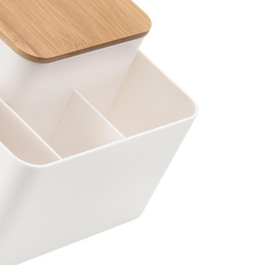 Multifunktionaler Tissue-Box-Halter, rechteckig, Serviette, Stift, Fernbedienung, Organizer mit Holz für Livin