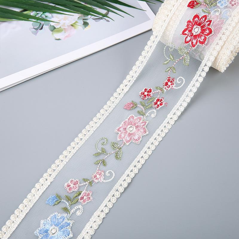 5 Yards Flower Embroidery Lace Ribbon For Bow Making Clothing Decor Sewing Fabric Craft Supplies Needlework Accessories