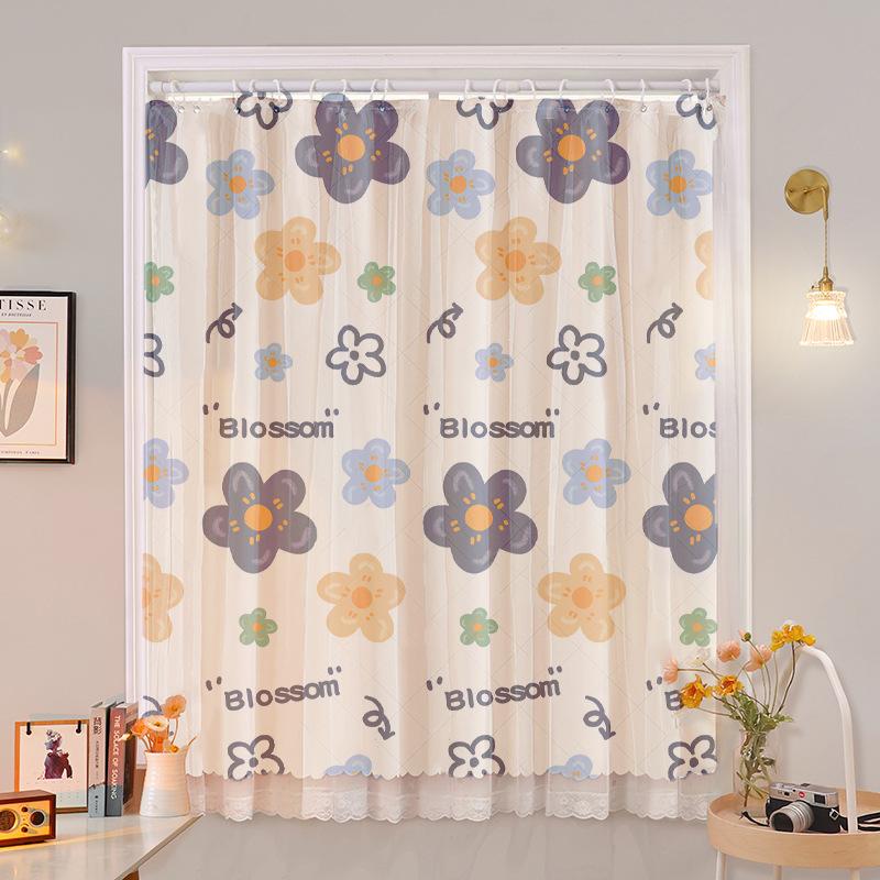 No Punching Ring Type Punching Blackout Curtains Dormitory Bedroom Bay Window Kitchen Opaque Gauze Curtain Finished Product
