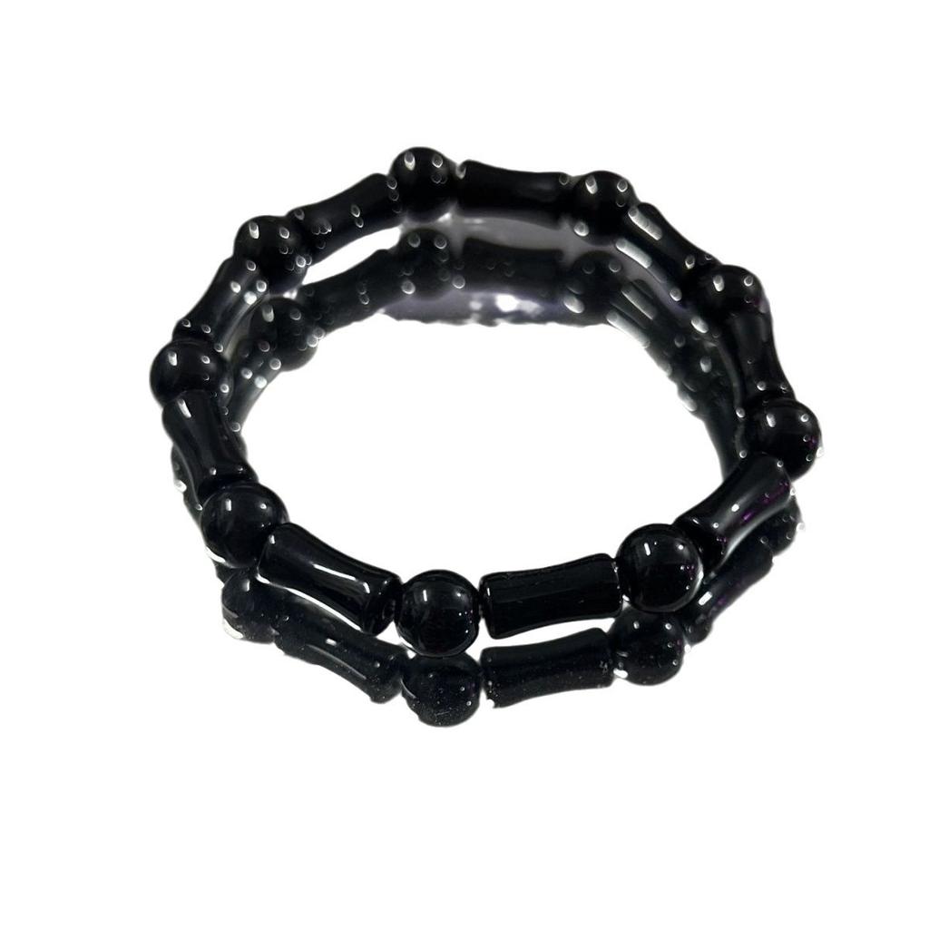 Chinese Style Black Bamboo Knot Bracelet New Chinese Style Double Layer Bamboo Knot Niche Black Design Sense Bracelet Unisex Style for Men and Women