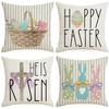New Easter Pillowcase Festive Linen Bunny Print Home Decoration Pillow Cushion Cover