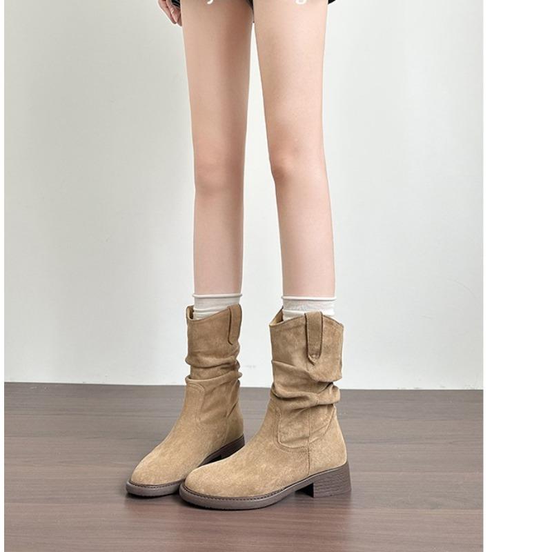 Short Boots, Women's Retro Boots, Thick-heeled Boots, Anti-slip Single Women's Shoes