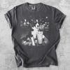 Border Collie Iced Coffee T-Shirt, Vintage Sonnenbrille Hundeshirt, Nachtcafé Getränk Grafik, Urbaner Tierliebhaber Foto Kunst Shirt
